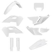 Комплект пластика POLISPORT (FULL KIT) для Husqvarna TE/FE TPI '24-'25 з захистом передньої фари (8681500001) і захистом амортизаторів (8352500001) колір білий