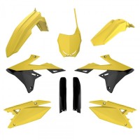 Комплект пластика POLISPORT (FULL KIT) для SUZUKI RMZ 250 '19-'26; RMZ 450 '18-'26 у комплекті передній номер (8666100002) і захист амортизаторів (8398300002) колір жовтий чорний OEM 26