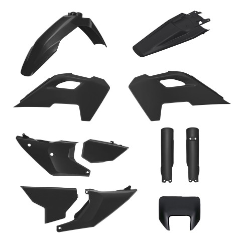 Комплект пластика POLISPORT (повний комплект) HUSQVARNA TE/FE TPI '24-'25 у комплекті з захистом передньої фари (8681500002) і захистом амортизаторів (8352500002) колір чорний