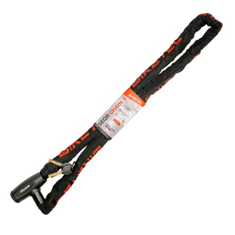 Ланцюг BIKETEC SEQR CP 1,5M, Ланка 8MM, Вбудований замок 3 ключі, Чорна обгортка