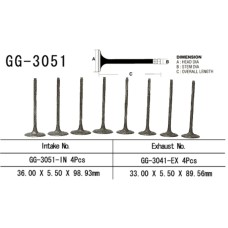 VESRAH ВПУСКНИЙ КЛАПАН SUZUKI DL 1000 V-STROM '02-19, DL 1050 V-STROM '20, SV 1000 / S '03-07 (OEM: 12912-02F00) (1ШТ.) (MADE IN JAPAN)